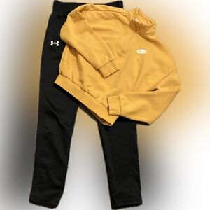 Nike Gold Sweatshirt and Black Joggers Set Girls Size M